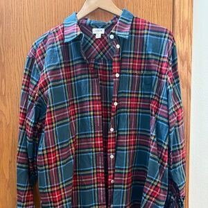 J Crew Plaid Flannel Button up sz XL